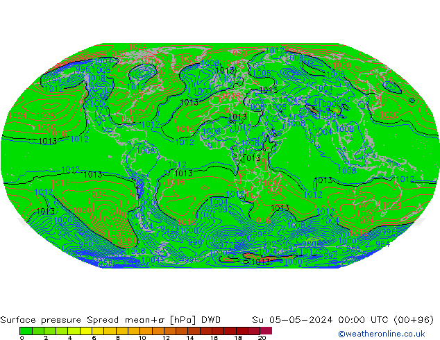 приземное давление Spread DWD Вс 05.05.2024 00 UTC