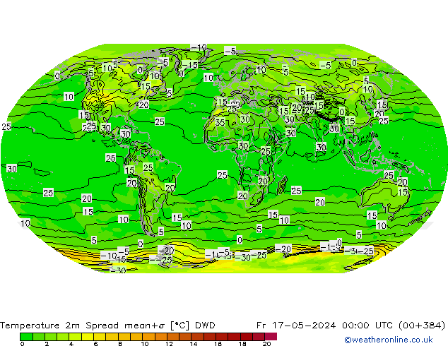 Temperature 2m Spread DWD Fr 17.05.2024 00 UTC