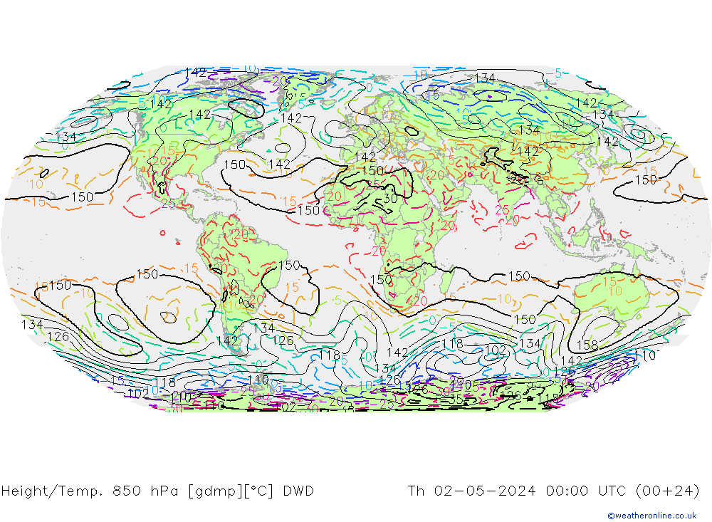 Height/Temp. 850 hPa DWD Th 02.05.2024 00 UTC