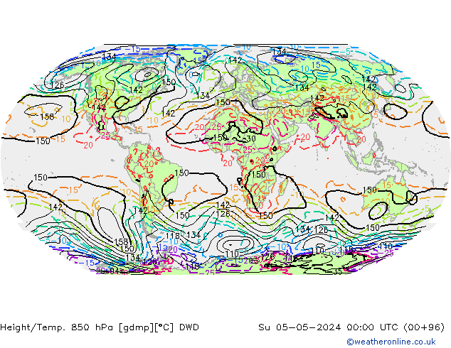 Yükseklik/Sıc. 850 hPa DWD Paz 05.05.2024 00 UTC
