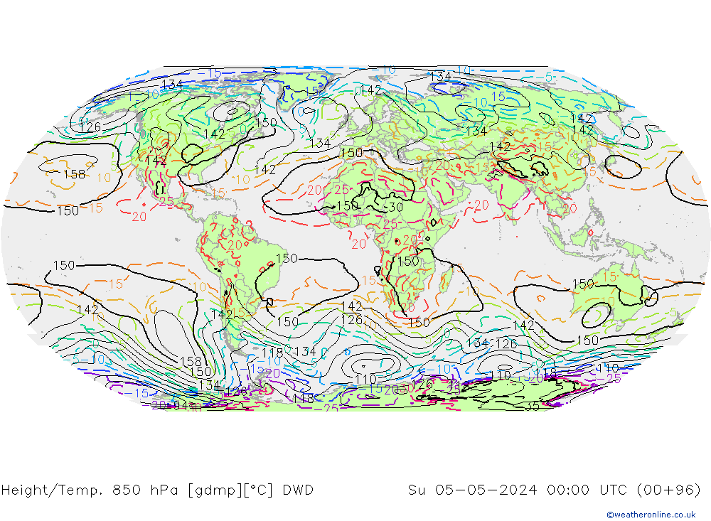 Height/Temp. 850 hPa DWD Su 05.05.2024 00 UTC