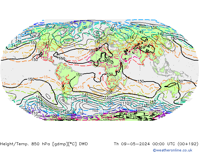 Height/Temp. 850 hPa DWD gio 09.05.2024 00 UTC