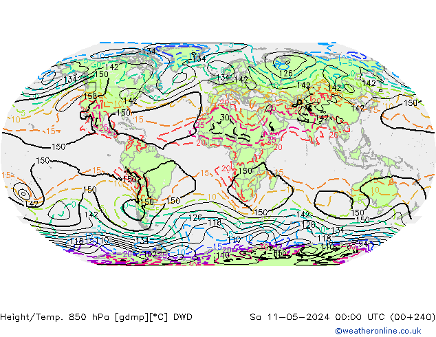 Height/Temp. 850 hPa DWD Sa 11.05.2024 00 UTC
