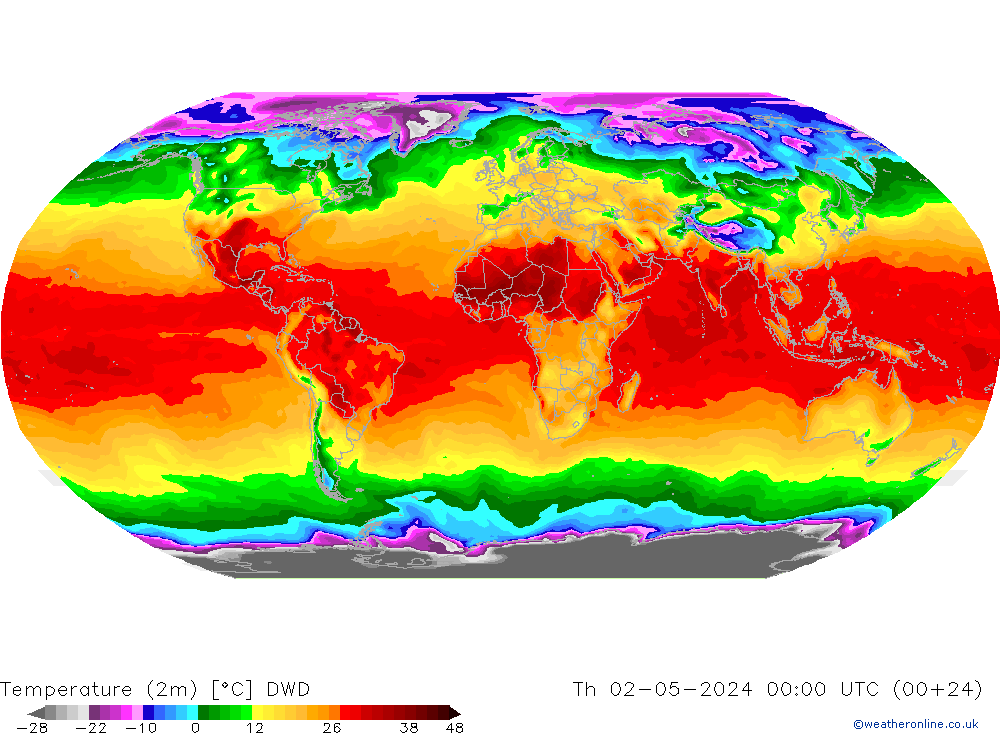 Temperatura (2m) DWD Qui 02.05.2024 00 UTC