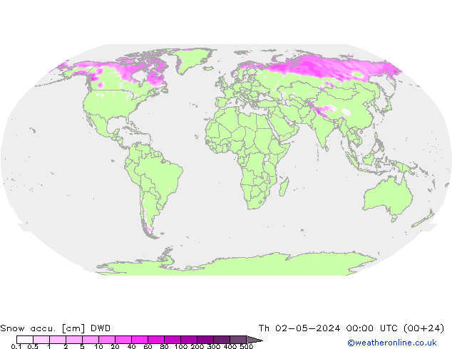Глубина снега DWD чт 02.05.2024 00 UTC