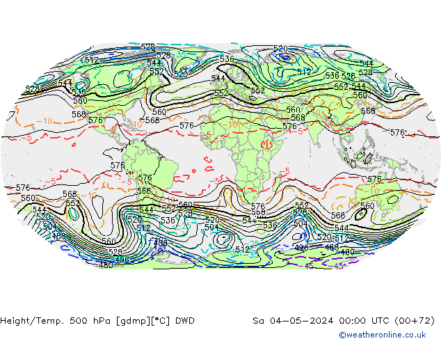 Height/Temp. 500 hPa DWD Sa 04.05.2024 00 UTC