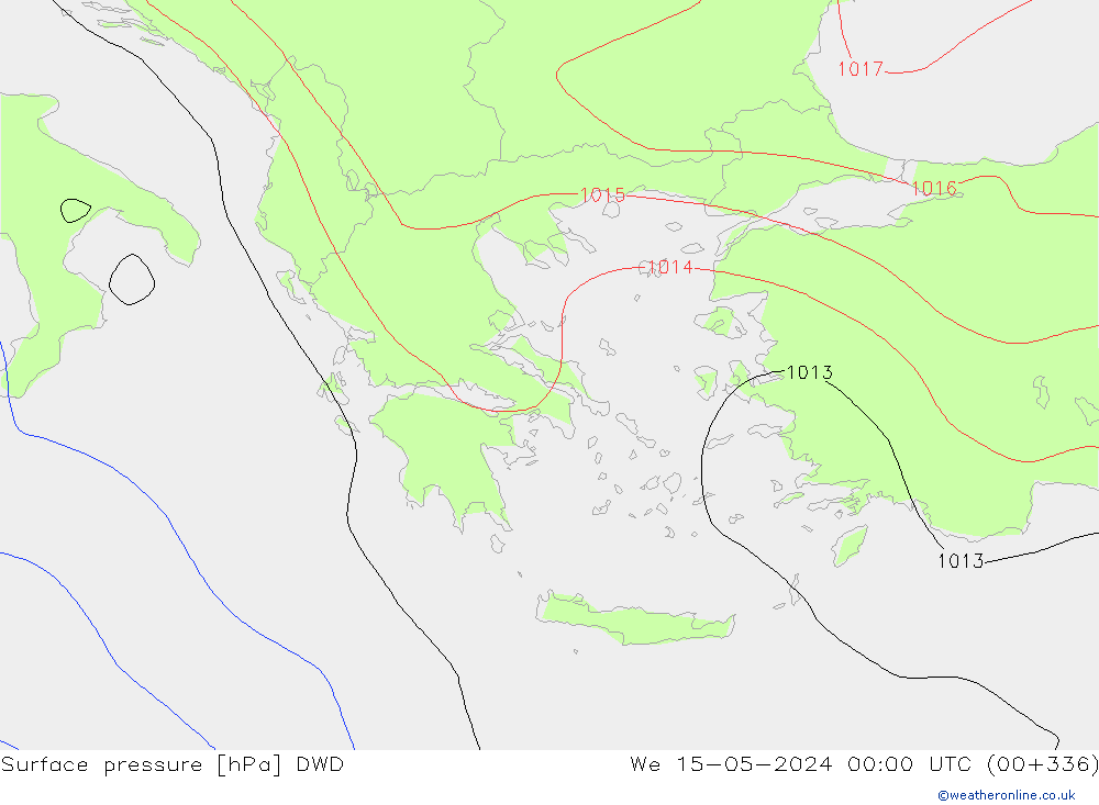Yer basıncı DWD Çar 15.05.2024 00 UTC