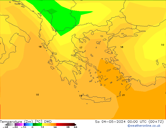 Temperatura (2m) DWD Sáb 04.05.2024 00 UTC