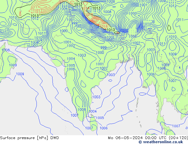 ciśnienie DWD pon. 06.05.2024 00 UTC