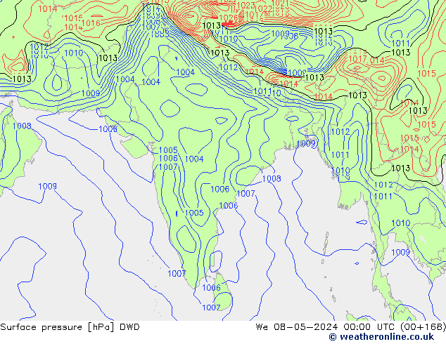 pressão do solo DWD Qua 08.05.2024 00 UTC