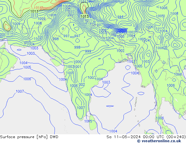 Pressione al suolo DWD sab 11.05.2024 00 UTC