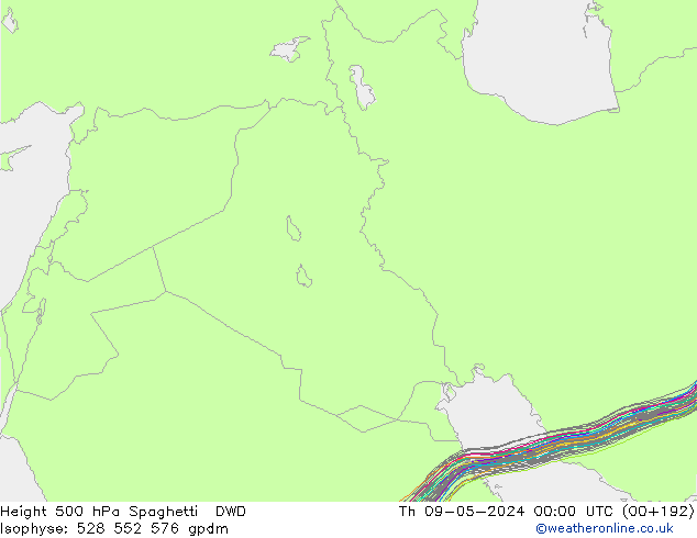 Height 500 гПа Spaghetti DWD чт 09.05.2024 00 UTC