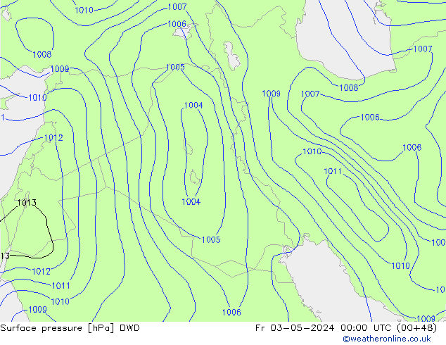 приземное давление DWD пт 03.05.2024 00 UTC