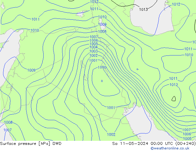 приземное давление DWD сб 11.05.2024 00 UTC