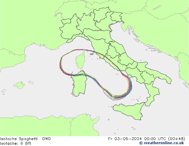 Isotachs Spaghetti DWD Fr 03.05.2024 00 UTC