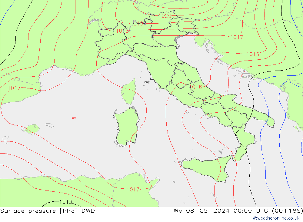 Bodendruck DWD Mi 08.05.2024 00 UTC