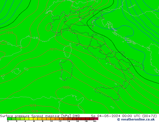 Surface pressure Spread DWD Sa 04.05.2024 00 UTC