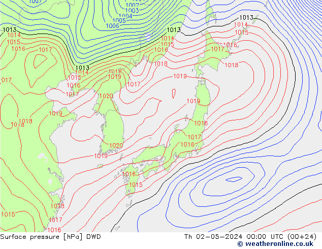 pressão do solo DWD Qui 02.05.2024 00 UTC