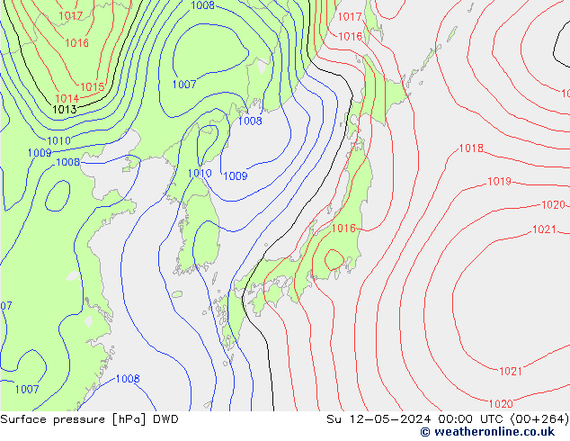 Atmosférický tlak DWD Ne 12.05.2024 00 UTC