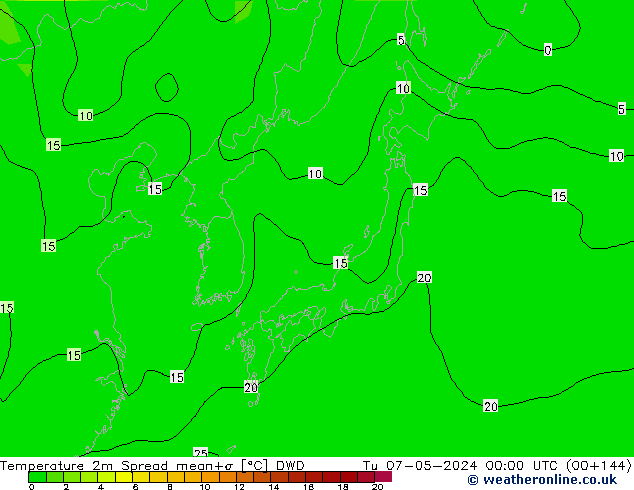 Temperature 2m Spread DWD Tu 07.05.2024 00 UTC