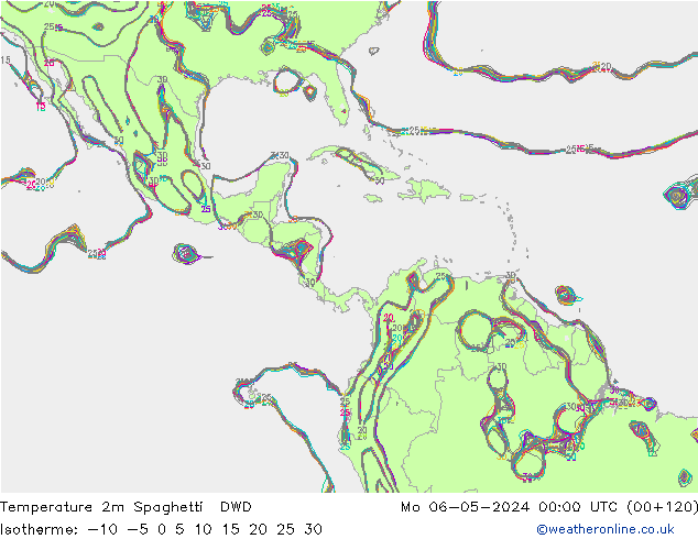 Temperature 2m Spaghetti DWD Po 06.05.2024 00 UTC