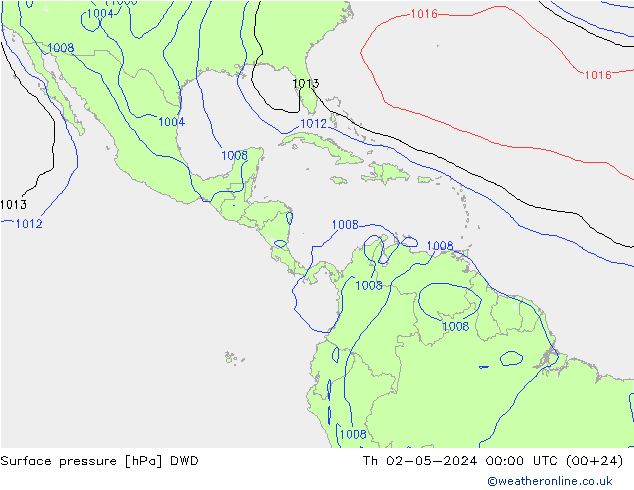 Surface pressure DWD Th 02.05.2024 00 UTC
