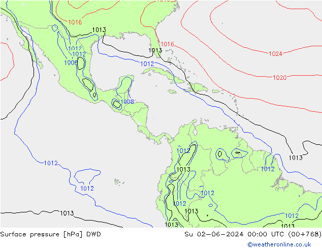 pression de l'air DWD dim 02.06.2024 00 UTC