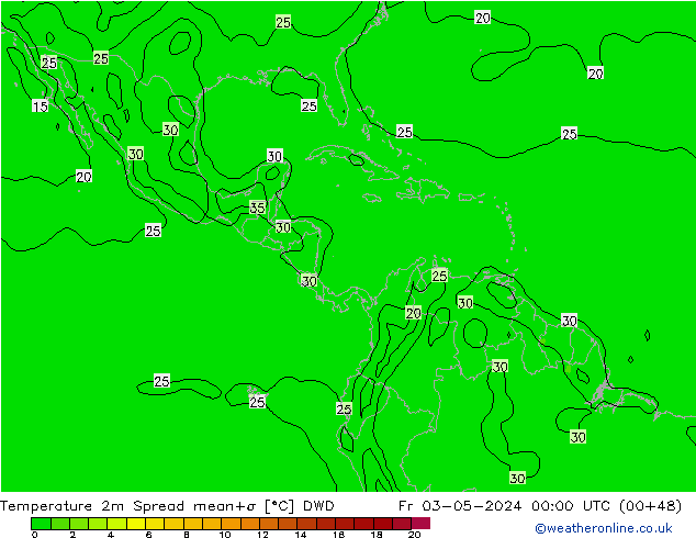 Sıcaklık Haritası 2m Spread DWD Cu 03.05.2024 00 UTC