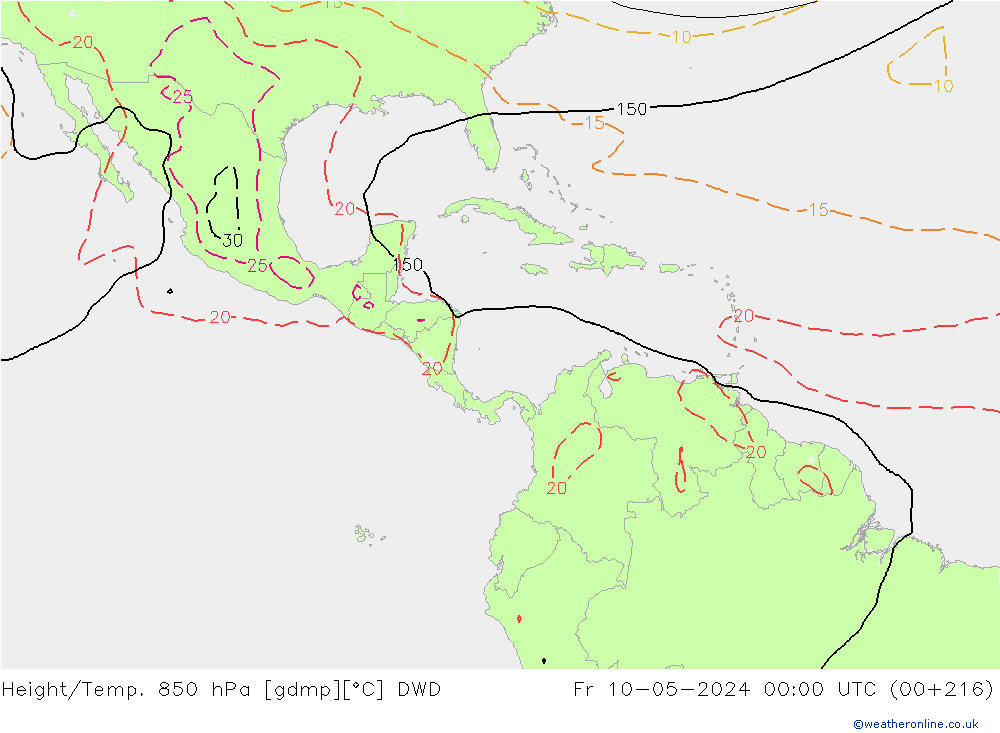 Height/Temp. 850 hPa DWD Fr 10.05.2024 00 UTC