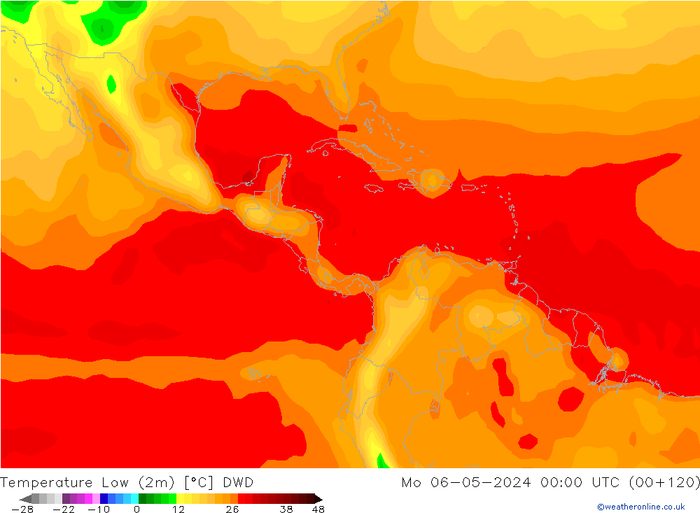 Nejnižší teplota (2m) DWD Po 06.05.2024 00 UTC
