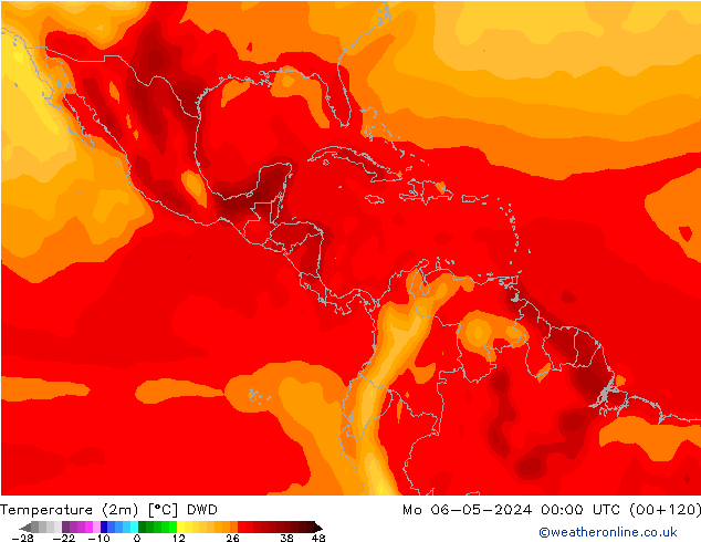 Temperatuurkaart (2m) DWD ma 06.05.2024 00 UTC