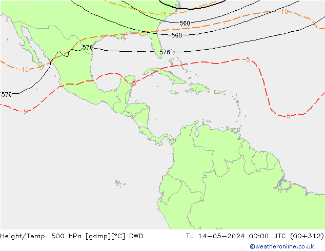 Yükseklik/Sıc. 500 hPa DWD Sa 14.05.2024 00 UTC