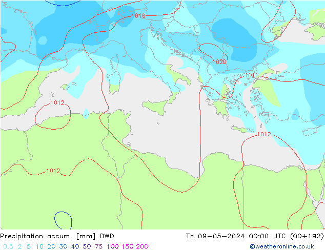 Totale neerslag DWD do 09.05.2024 00 UTC