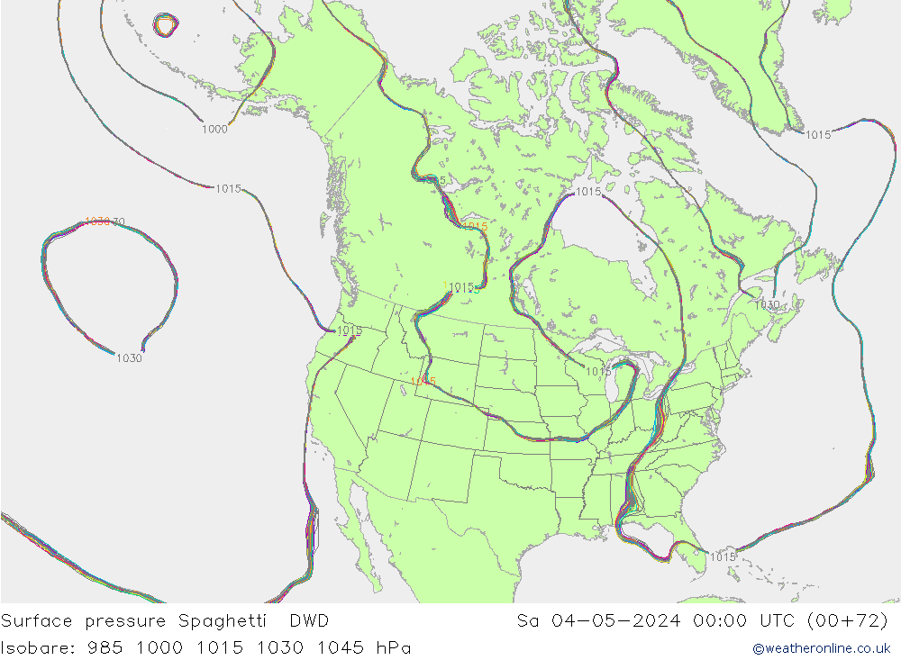 pressão do solo Spaghetti DWD Sáb 04.05.2024 00 UTC