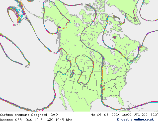 Surface pressure Spaghetti DWD Mo 06.05.2024 00 UTC