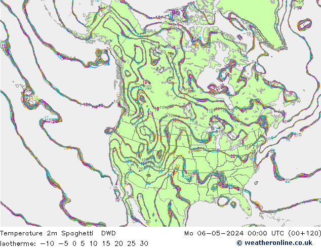 Temperatuurkaart Spaghetti DWD ma 06.05.2024 00 UTC