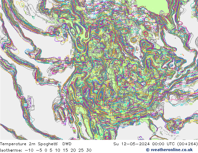 Temperatuurkaart Spaghetti DWD zo 12.05.2024 00 UTC