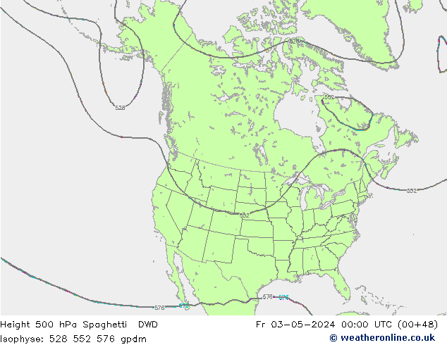 Géop. 500 hPa Spaghetti DWD ven 03.05.2024 00 UTC