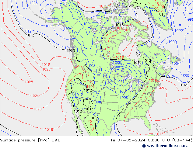Presión superficial DWD mar 07.05.2024 00 UTC