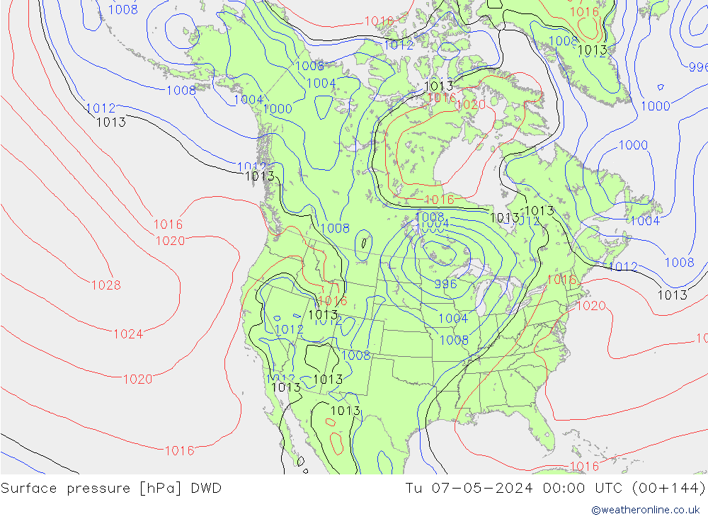 Presión superficial DWD mar 07.05.2024 00 UTC