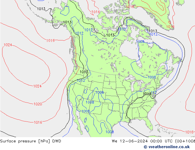 pressão do solo DWD Qua 12.06.2024 00 UTC