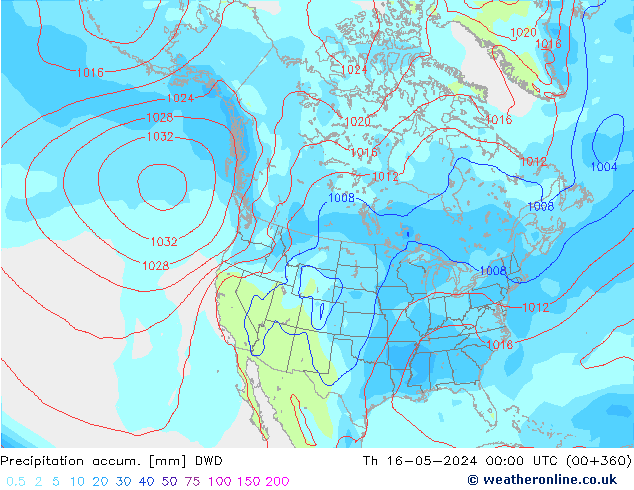 Precipitation accum. DWD Th 16.05.2024 00 UTC