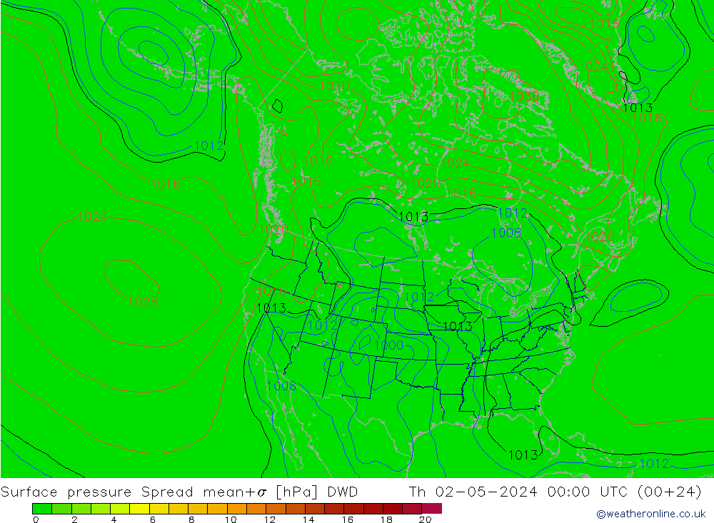 Surface pressure Spread DWD Th 02.05.2024 00 UTC