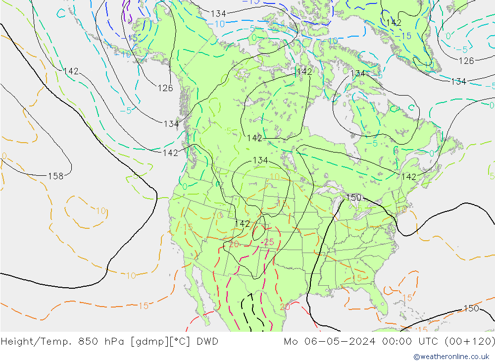 Geop./Temp. 850 hPa DWD lun 06.05.2024 00 UTC