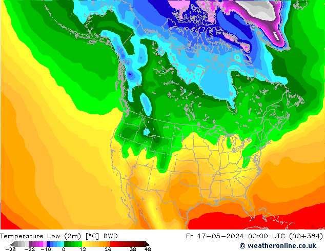 Temperature Low (2m) DWD Fr 17.05.2024 00 UTC