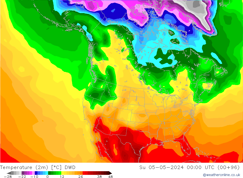 Temperatura (2m) DWD dom 05.05.2024 00 UTC