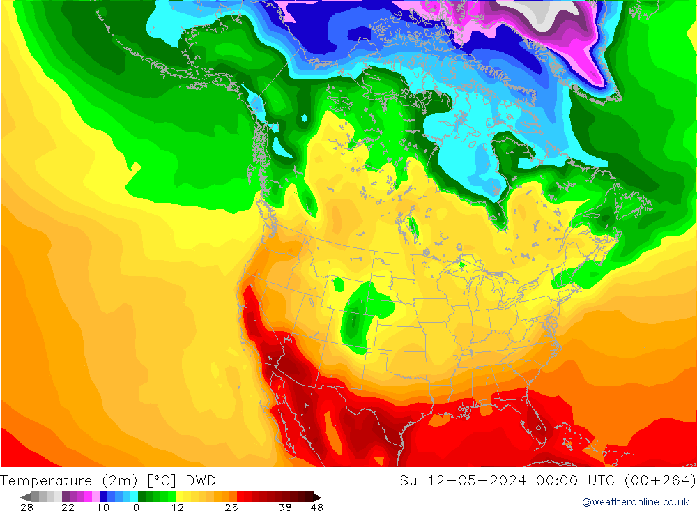 Temperaturkarte (2m) DWD So 12.05.2024 00 UTC