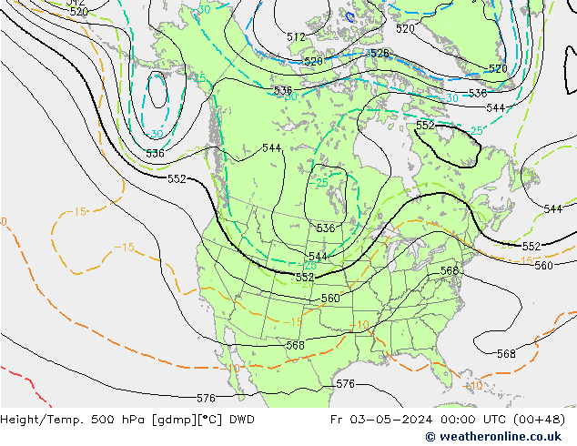 Height/Temp. 500 гПа DWD пт 03.05.2024 00 UTC