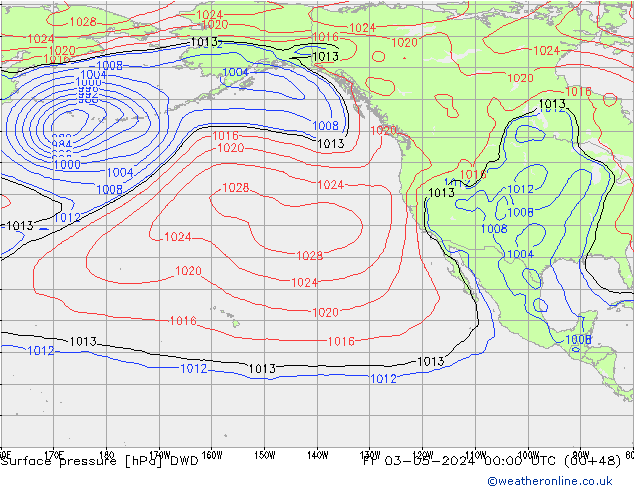 приземное давление DWD пт 03.05.2024 00 UTC