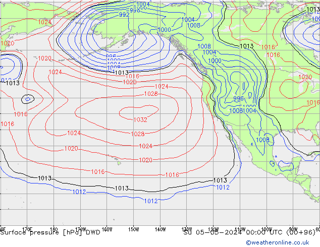Pressione al suolo DWD dom 05.05.2024 00 UTC